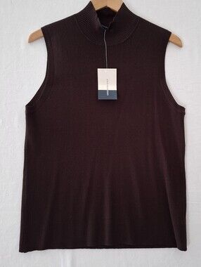 Jones Wear Studio Womens Mock Neck Sleeveless Sweater  Sz XL  New W/Tags Brown